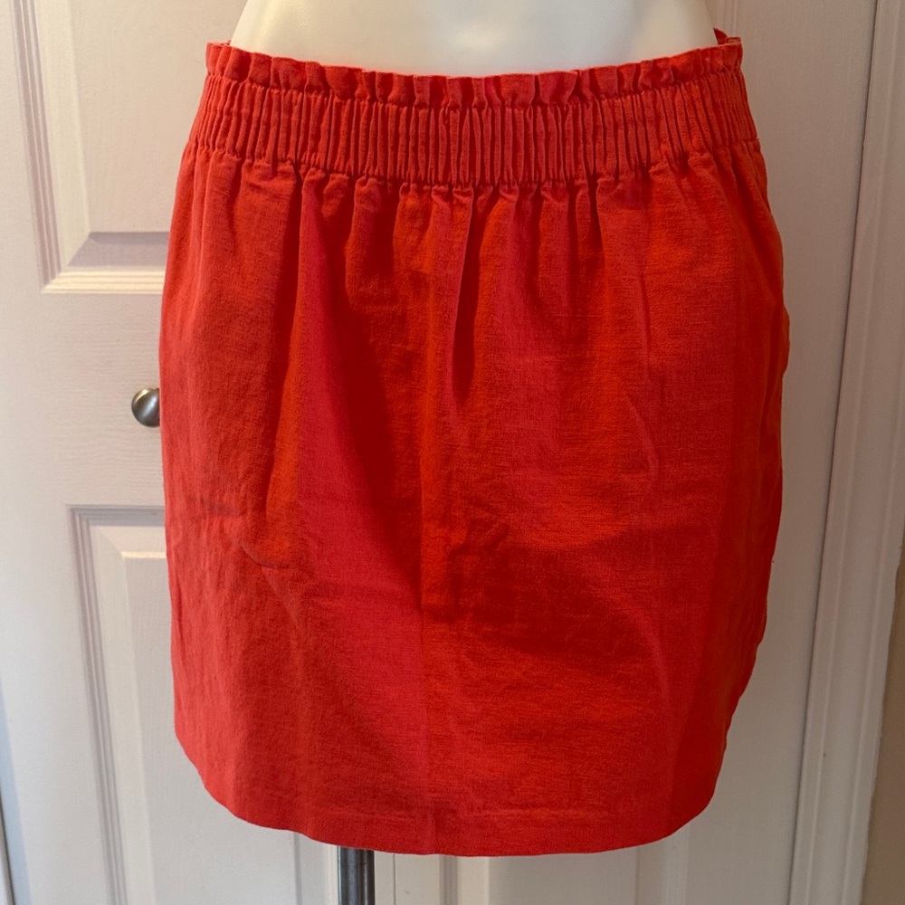 J. Crew Coral Linen and Cotton Blend Skirt, Size 10